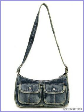 Denim Shoulder Bag Small Top Handle Clutch Punk Underarm Handbag Multiple